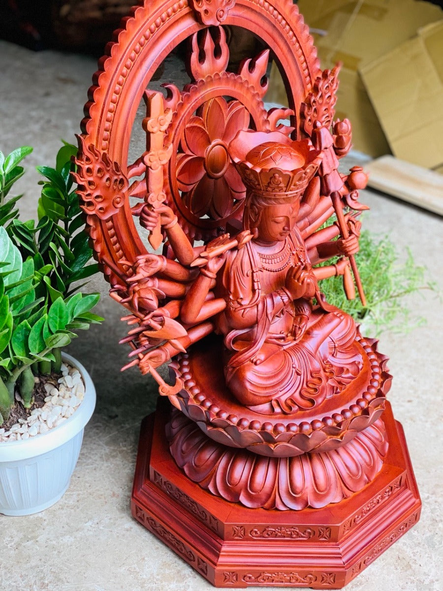 Tượng Phật Mẫu Chuẩn Đề Gỗ Hương