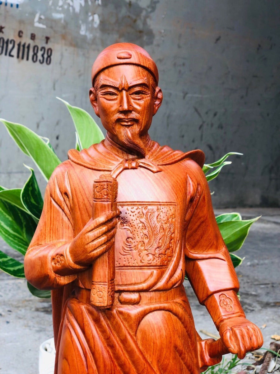 Tượng gỗ Hưng Đạo Đại Vương Trần Quốc Tuấn - Truyền Thần Cao 70
