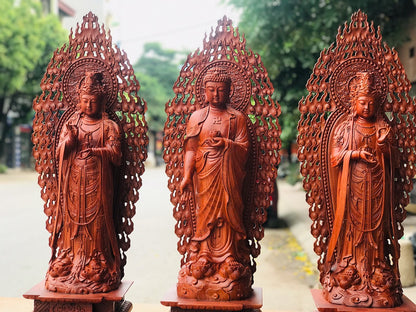 Bộ Tượng Tây Phương Tam Thế Phật Gỗ Hương