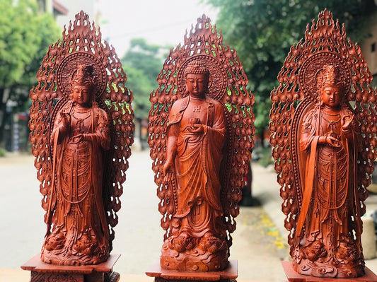 Bộ Tượng Tây Phương Tam Thế Phật Gỗ Hương