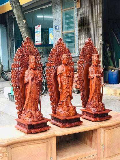 Bộ Tượng Tây Phương Tam Thế Phật Gỗ Hương