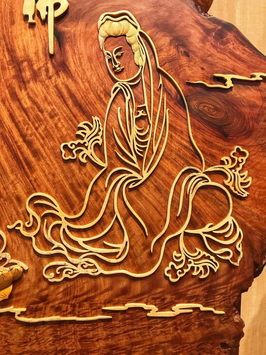 Tranh Gỗ  - Đức Mẹ Quan Âm Treo Tường  - Sần Sụn Hương