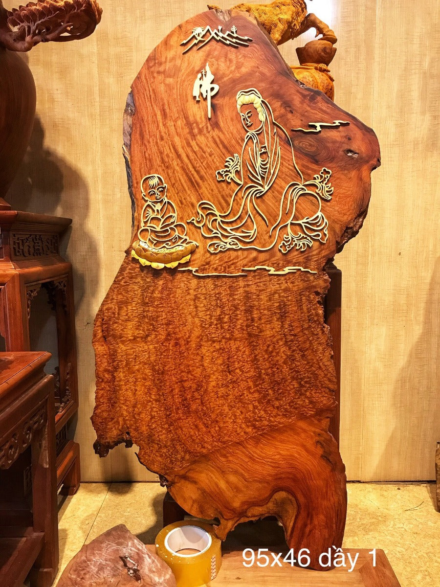 Tranh Gỗ  - Đức Mẹ Quan Âm Treo Tường  - Sần Sụn Hương