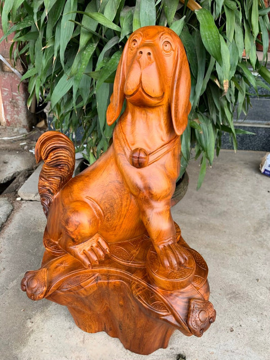 Tượng Gỗ Linh Vật  Phong Thủy Con Chó - Tuổi Tuất Cao 50
