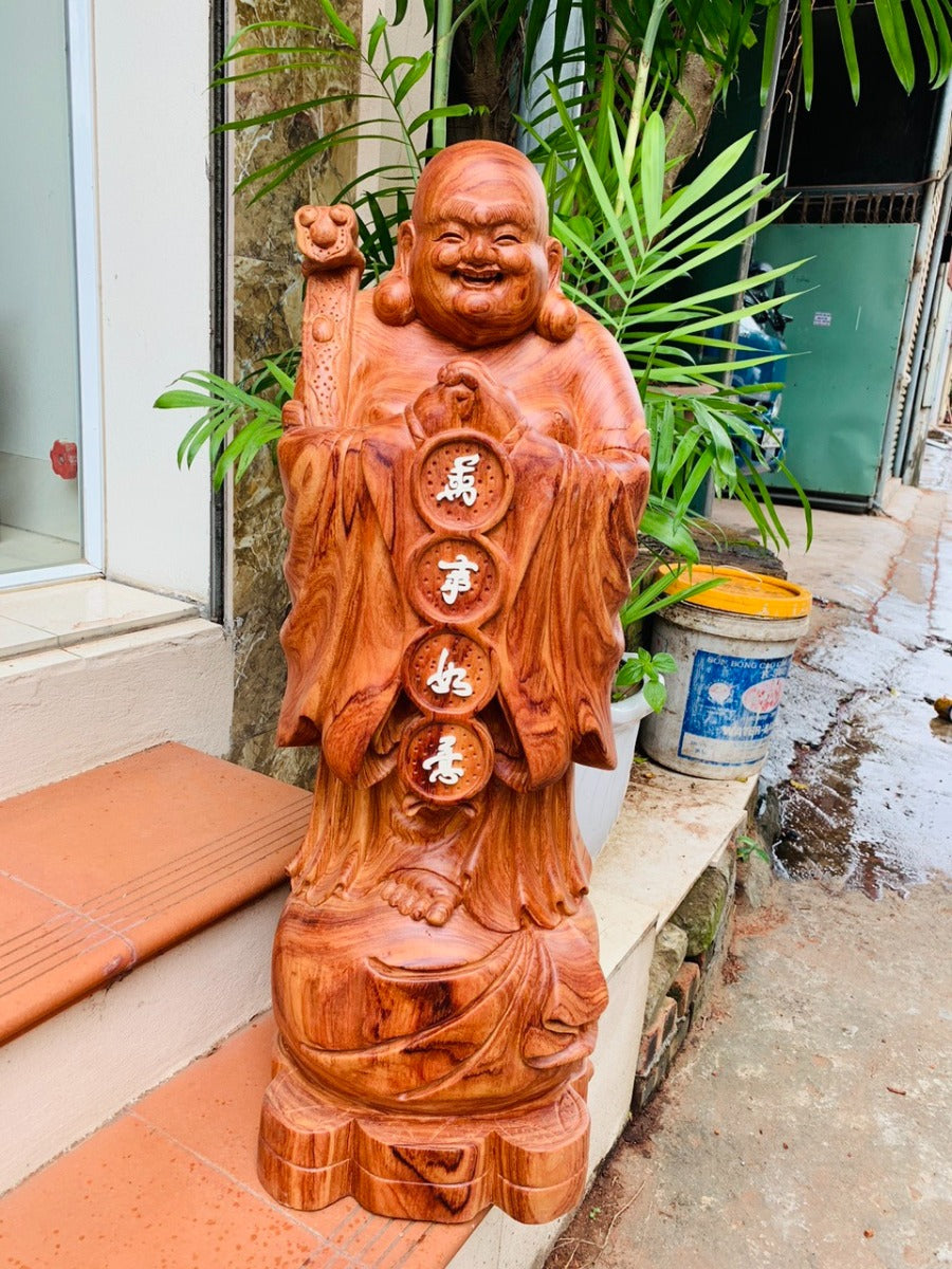Di Lặc Chúc Phúc Vạn Sự Như Ý Gỗ Hương Cao 70