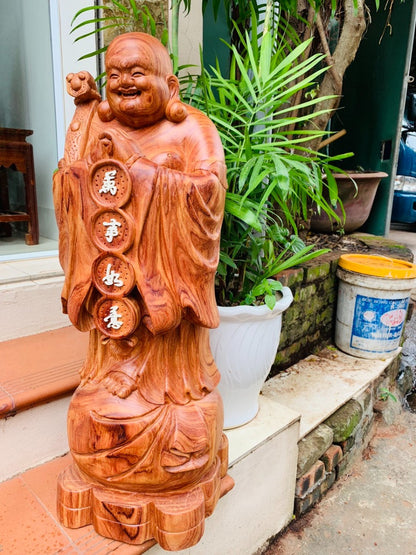 Di Lặc Chúc Phúc Vạn Sự Như Ý Gỗ Hương Cao 70
