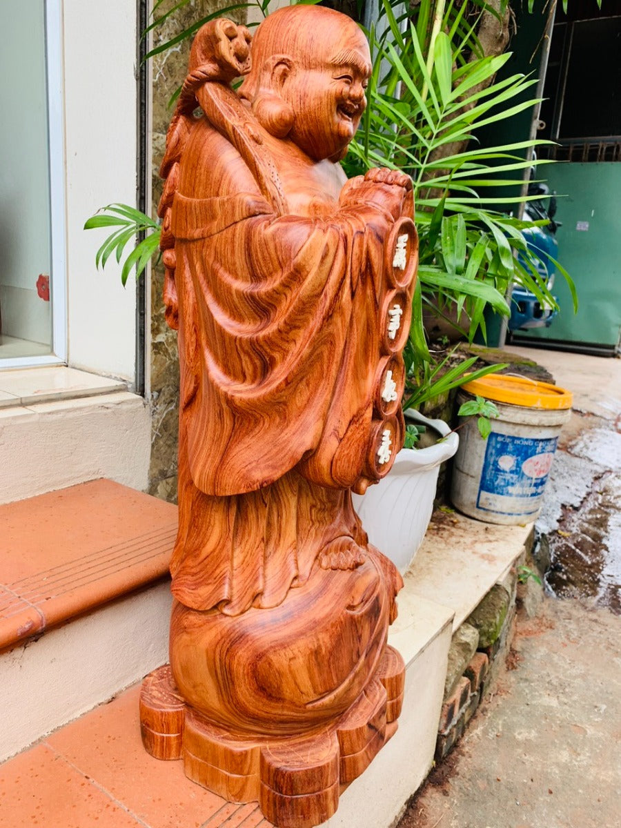 Di Lặc Chúc Phúc Vạn Sự Như Ý Gỗ Hương Cao 70