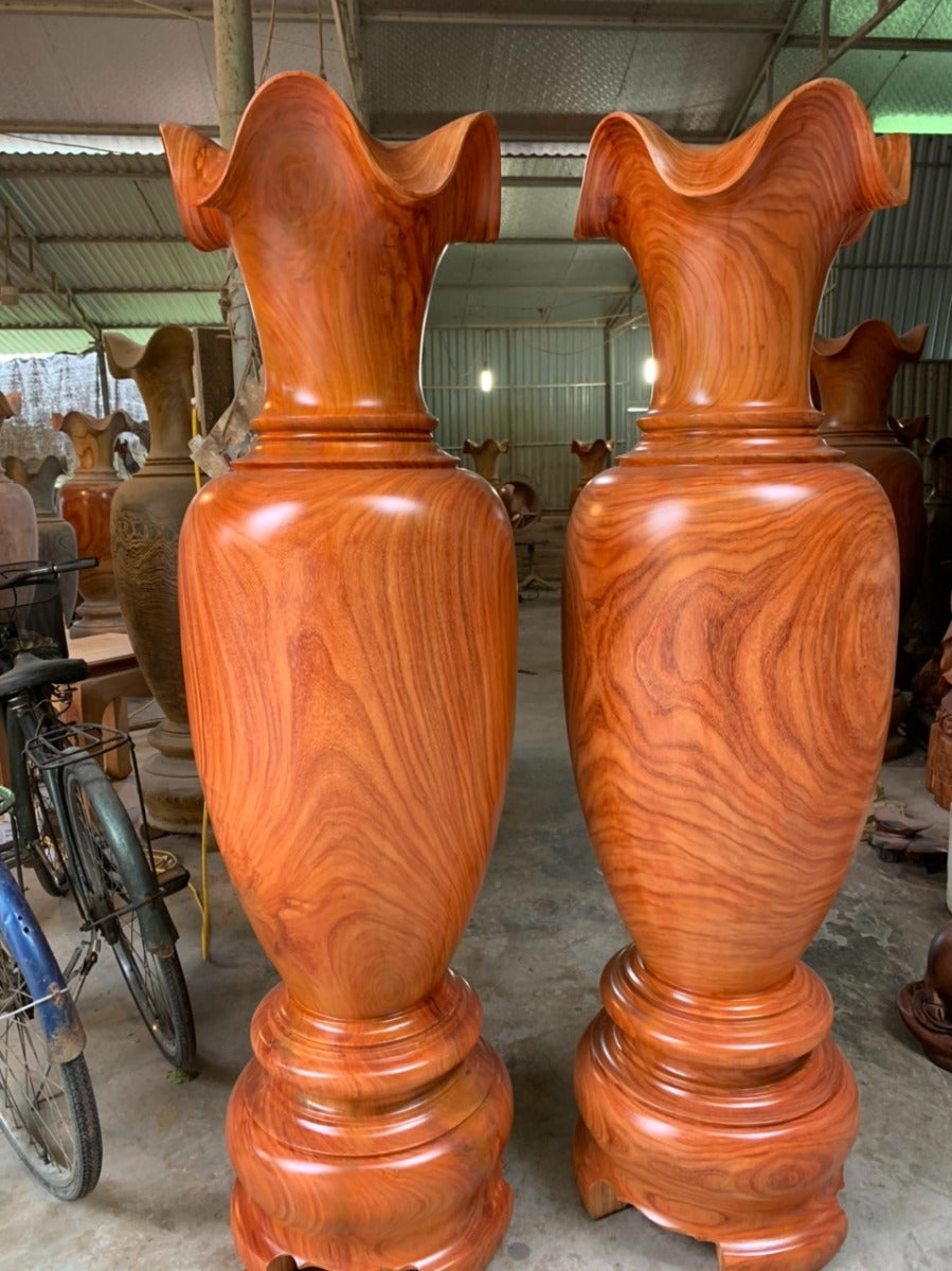 Cặp Lục Bình Gỗ Hương Đỏ Nam Phi Cao 170 cm