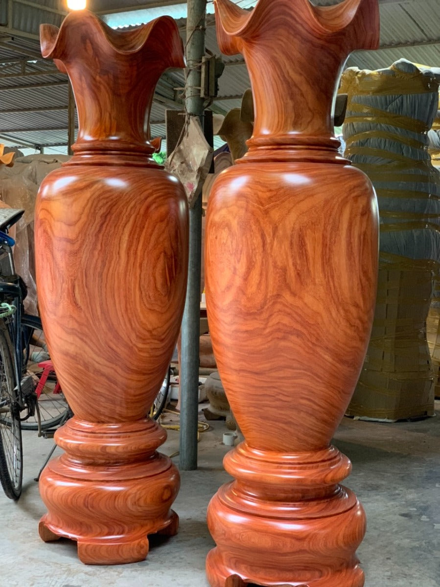 Cặp Lục Bình Gỗ Hương Đỏ Nam Phi Cao 170 cm