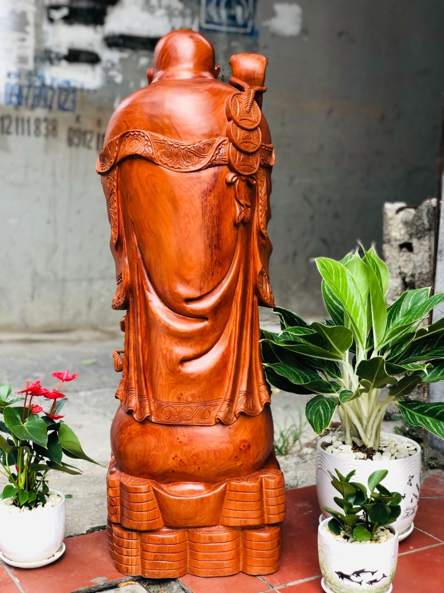 Tượng Gỗ Di Lặc Chúc Phúc Phú Quý Cao 1m