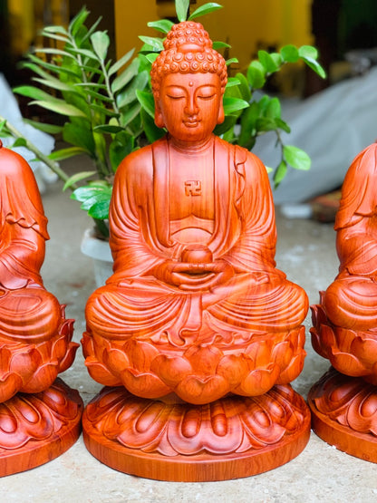 Tượng Gỗ Tam Thánh Tọa Đài Sen Cao 50