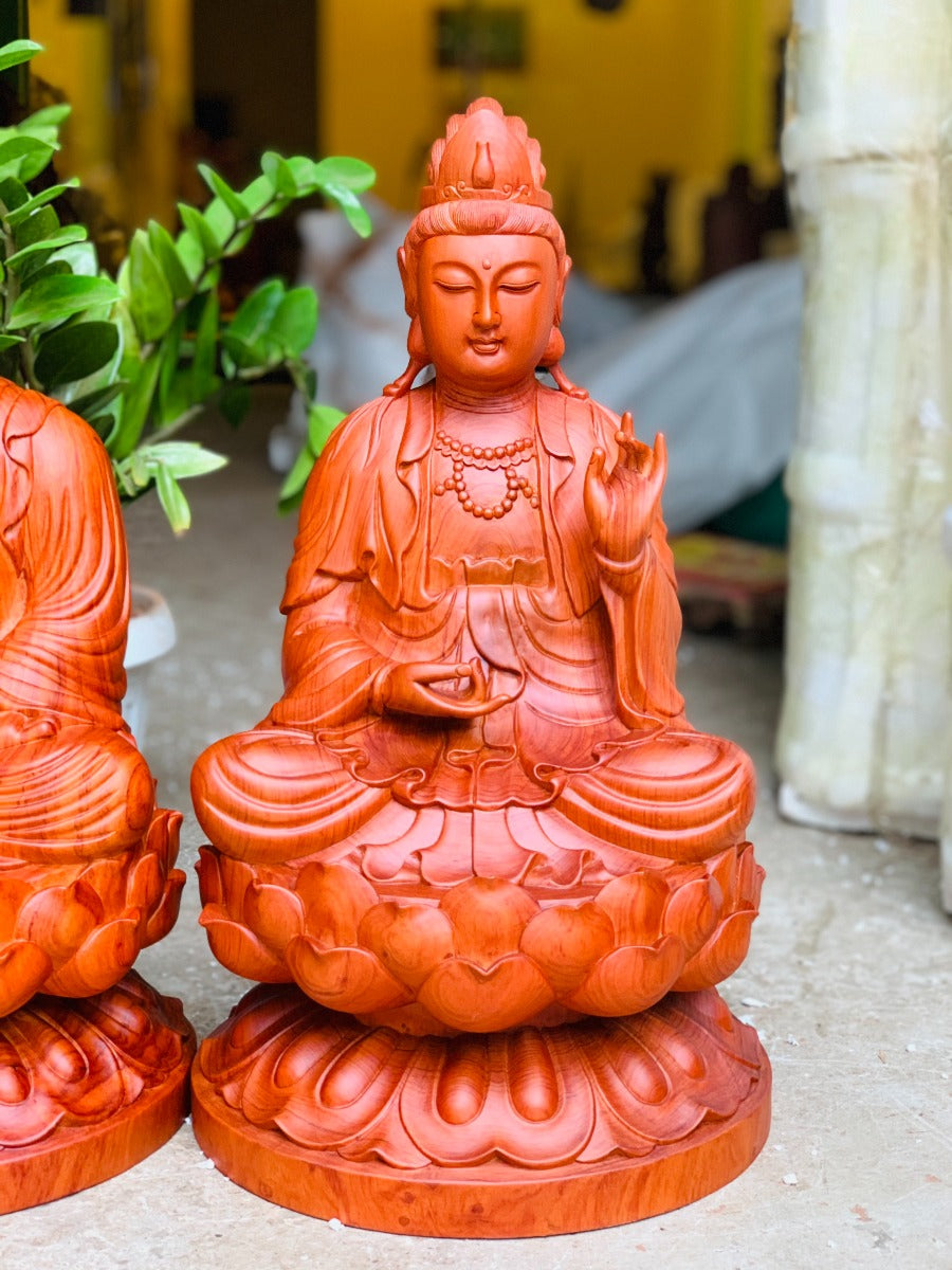 Tượng Gỗ Tam Thánh Tọa Đài Sen Cao 50