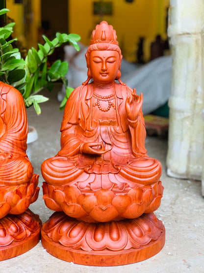 Tượng Gỗ Tam Thánh Tọa Đài Sen Cao 50
