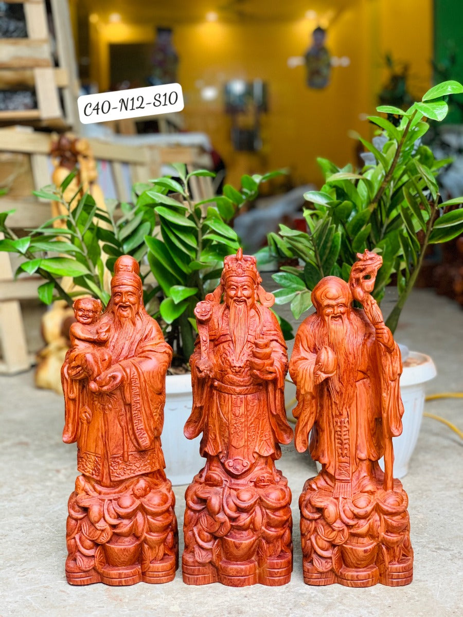 Tượng Tam Đa Phúc Lộc Thọ Đứng Thỏi Vàng  Cao 40