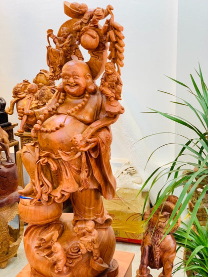 Tượng gỗ Di Lặc Ngũ Phúc Đứng mẫu đẹp -  vip - cao cấp