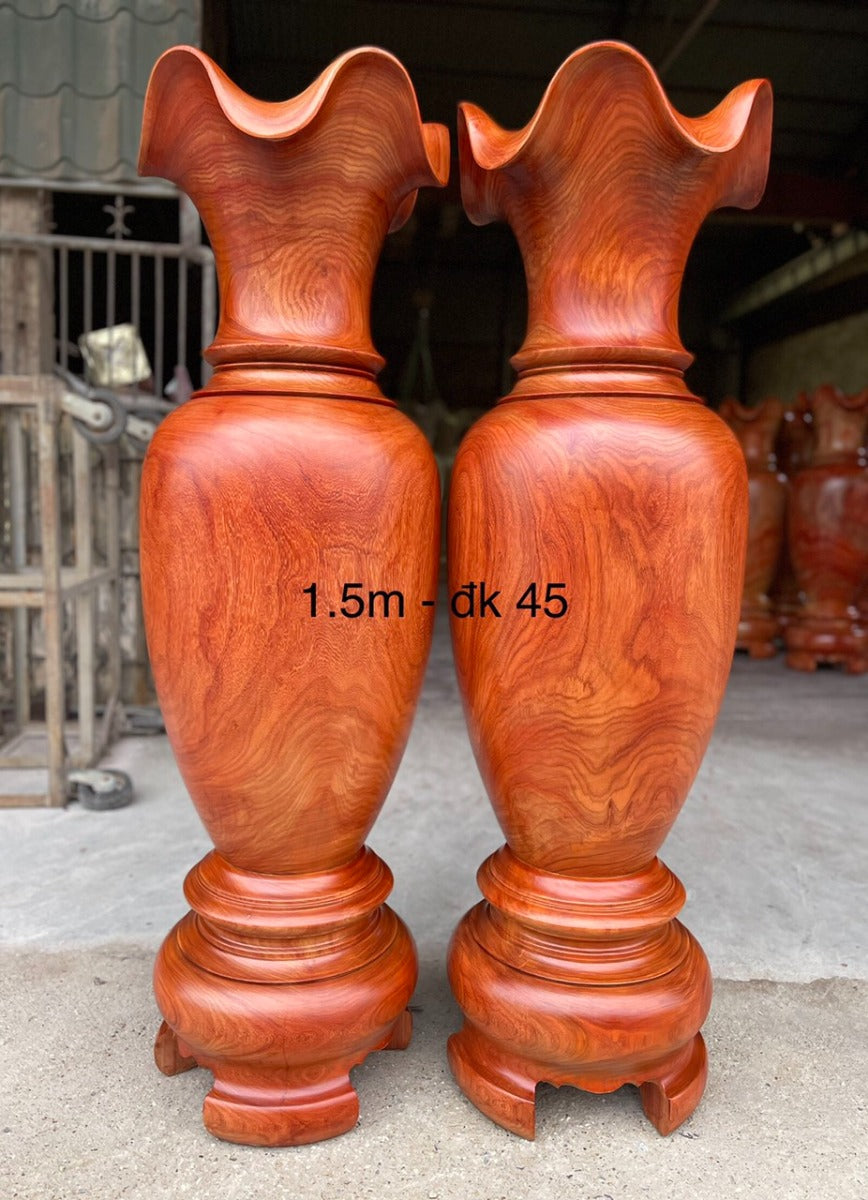 Cặp Lục Bình Gỗ Hương Đỏ Nam Phi Cao 150 cm