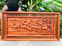 Tranh Gỗ  Bát Mã Hàng Đẹp Đục Kỹ - Cao Ngang 147 sâu 6