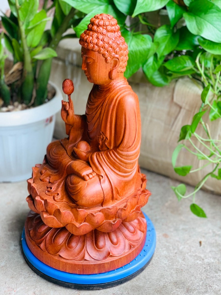 Tượng Gỗ Niêm Hoa Vi Tiếu Cao 30