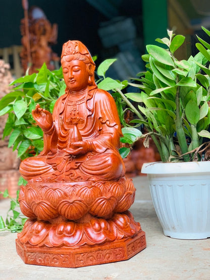 Tượng Gỗ  Quan Âm Hương Cao 50 Đế Lục Giác