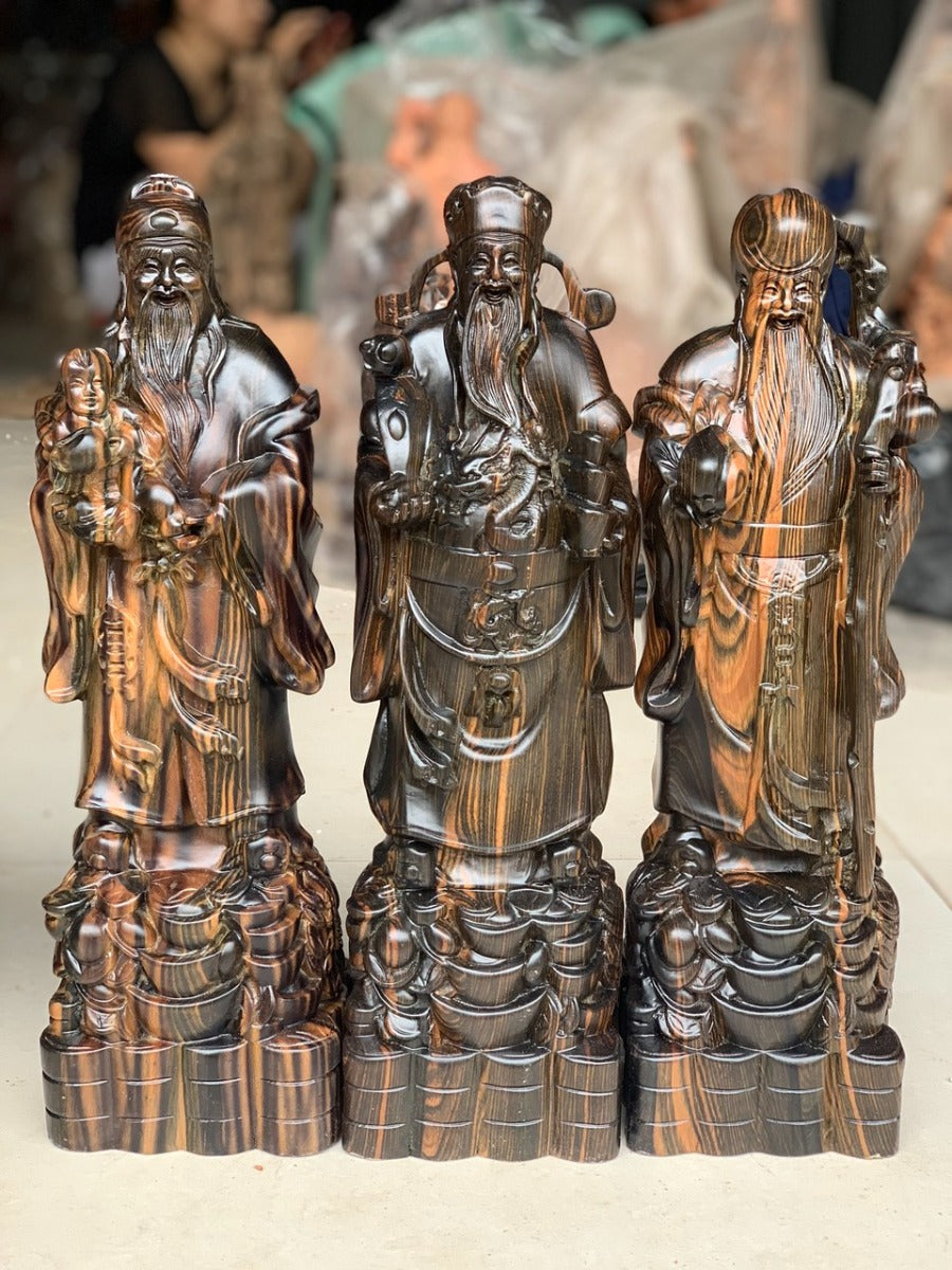 Tượng Gỗ 3 Ông Phúc Lộc Thọ - Tam Đa Mun Hoa