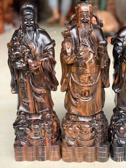 Tượng Gỗ 3 Ông Phúc Lộc Thọ - Tam Đa Mun Hoa