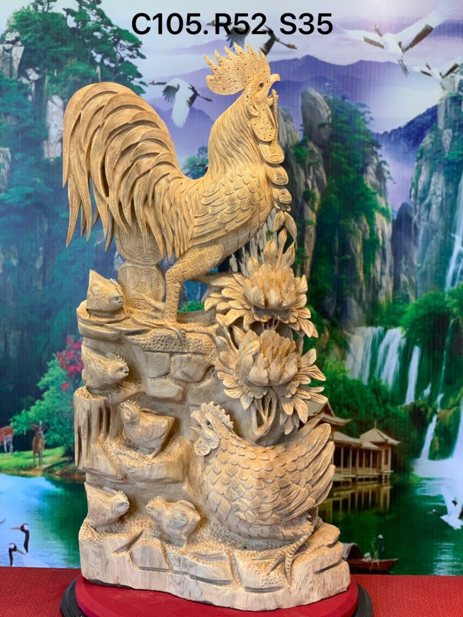 Tượng Con Gà - Hoa Phù Dung Cao 105
