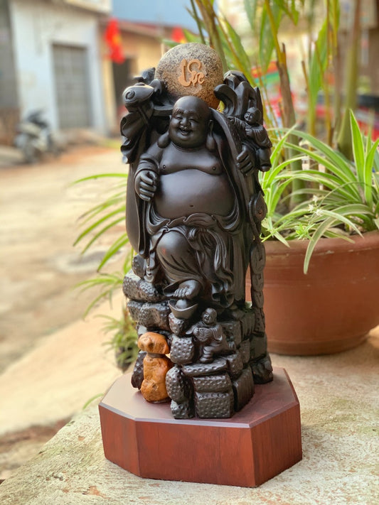 Tượng Di Lặc Nhị Phúc Gỗ Trắc