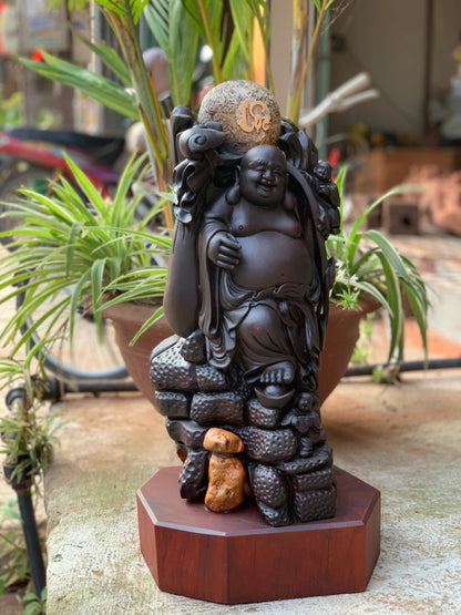 Tượng Di Lặc Nhị Phúc Gỗ Trắc