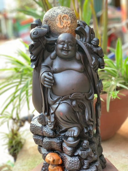 Tượng Di Lặc Nhị Phúc Gỗ Trắc