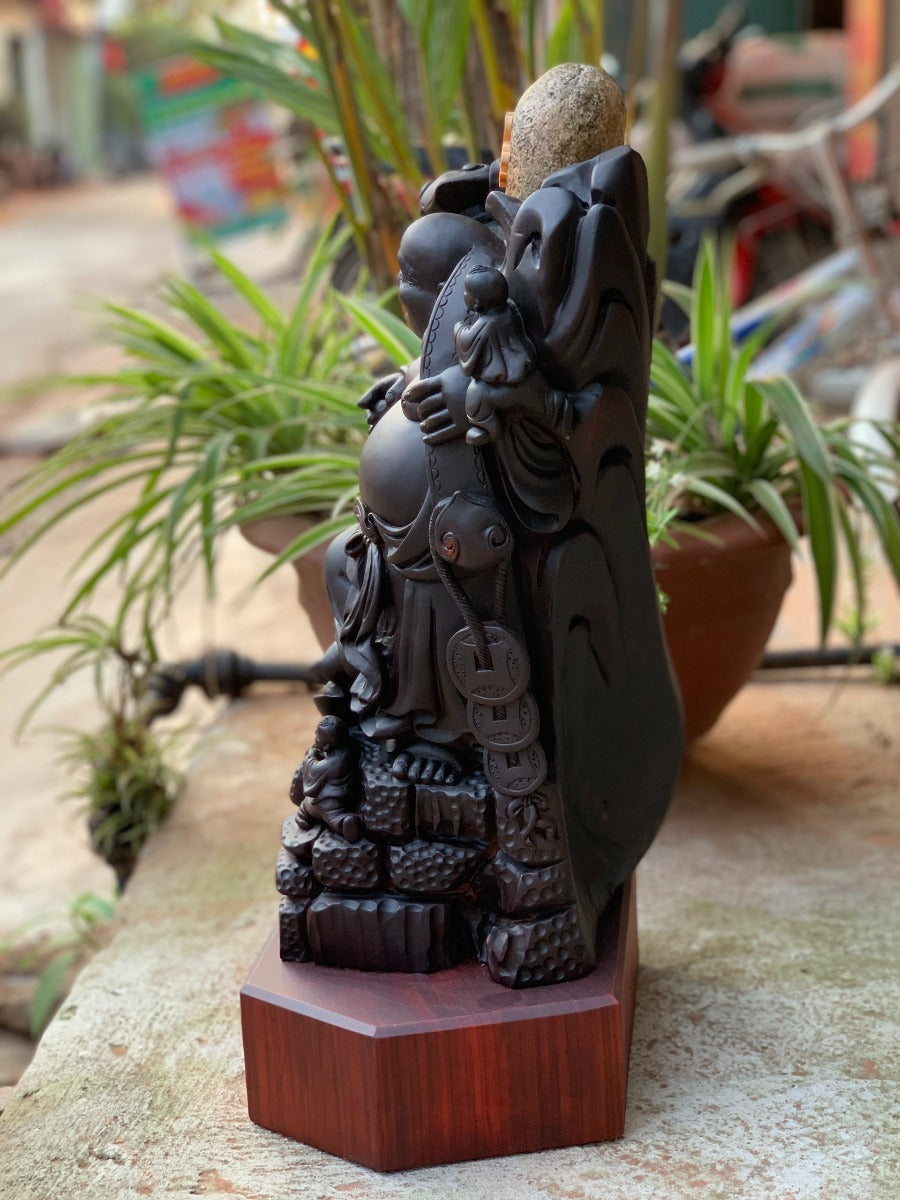 Tượng Di Lặc Nhị Phúc Gỗ Trắc