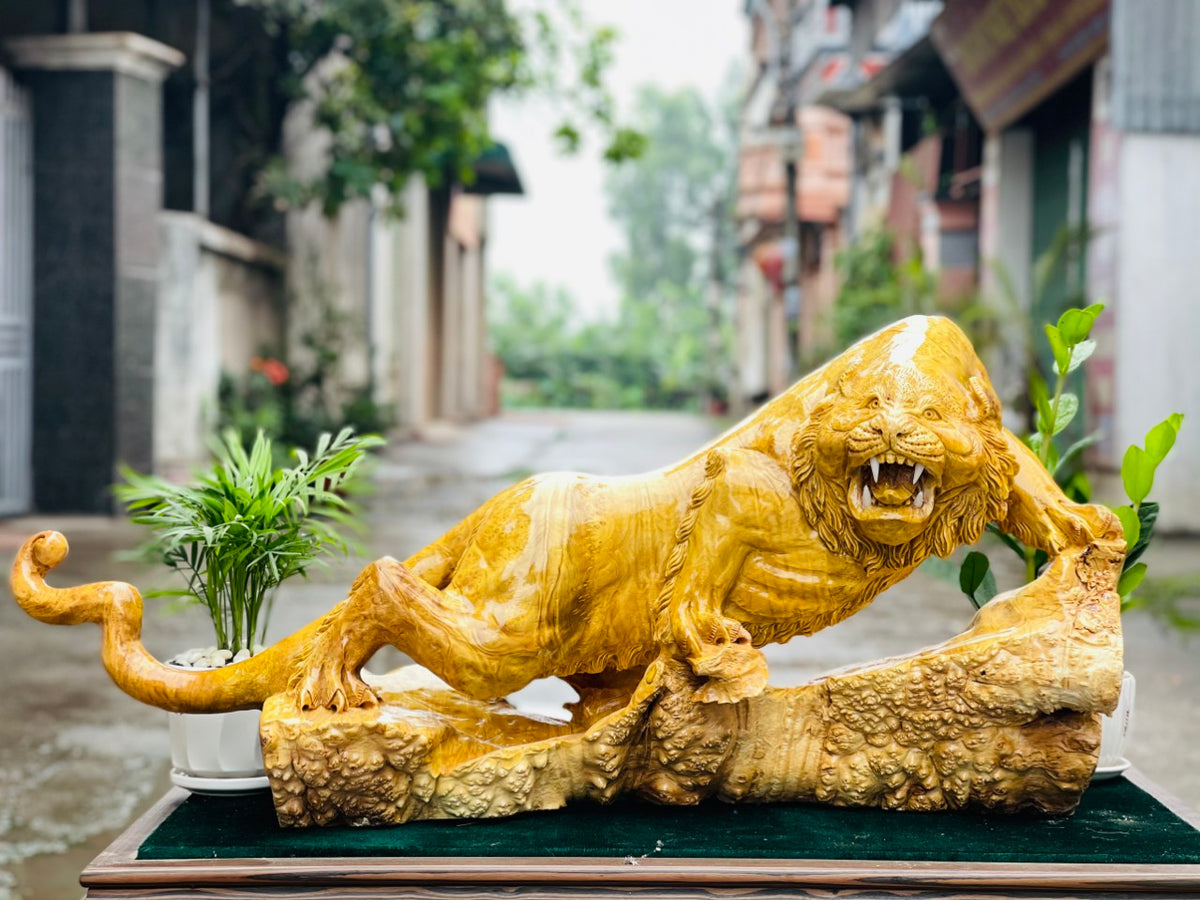 Tượng Hổ Gỗ Nu Kháo Phong Thủy Trấn Thạch