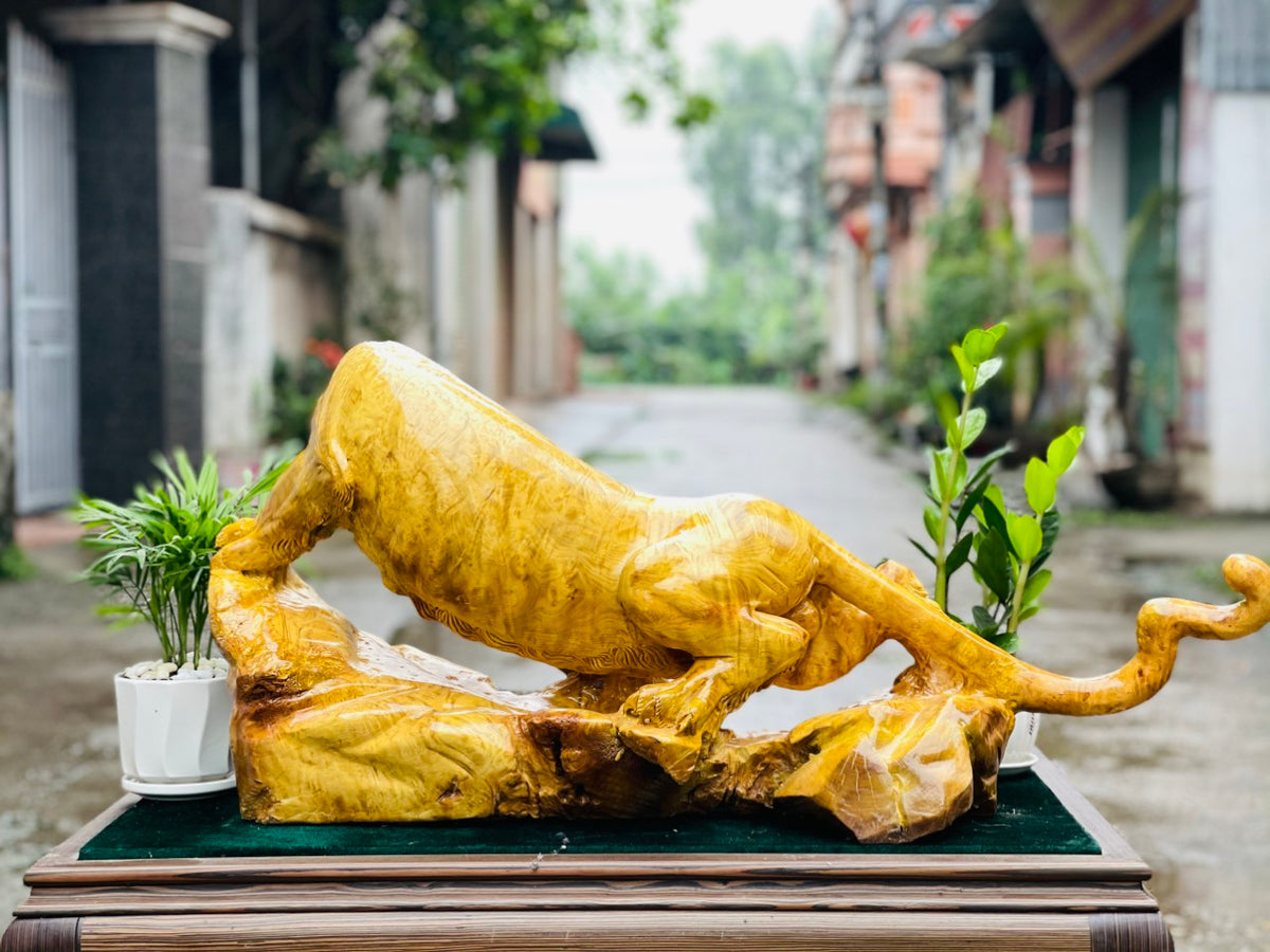 Tượng Hổ Gỗ Nu Kháo Phong Thủy Trấn Thạch