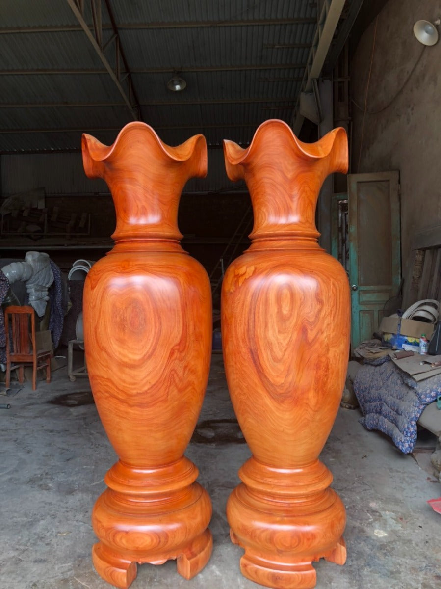 Cặp Lục Bình Gỗ Hương Đỏ Cao 2 mét