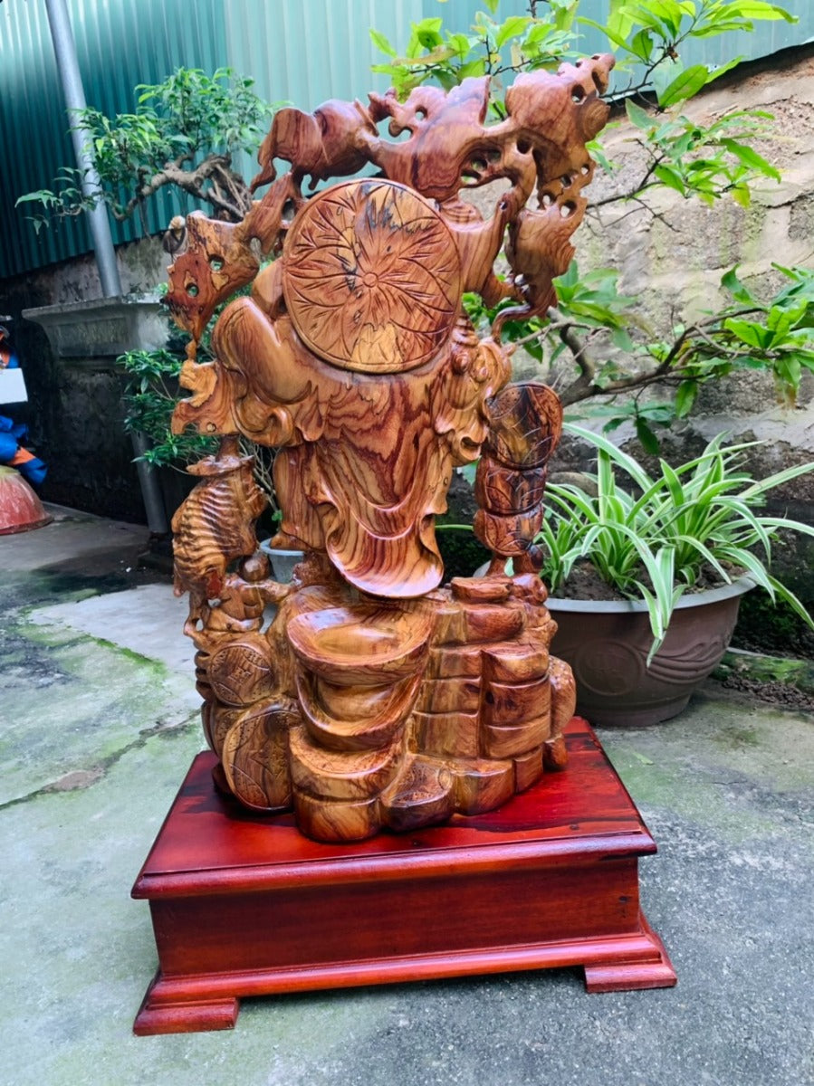 Tượng Di Lặc Ngũ Phúc Chiêu Tài Lộc Gỗ Cẩm Ta