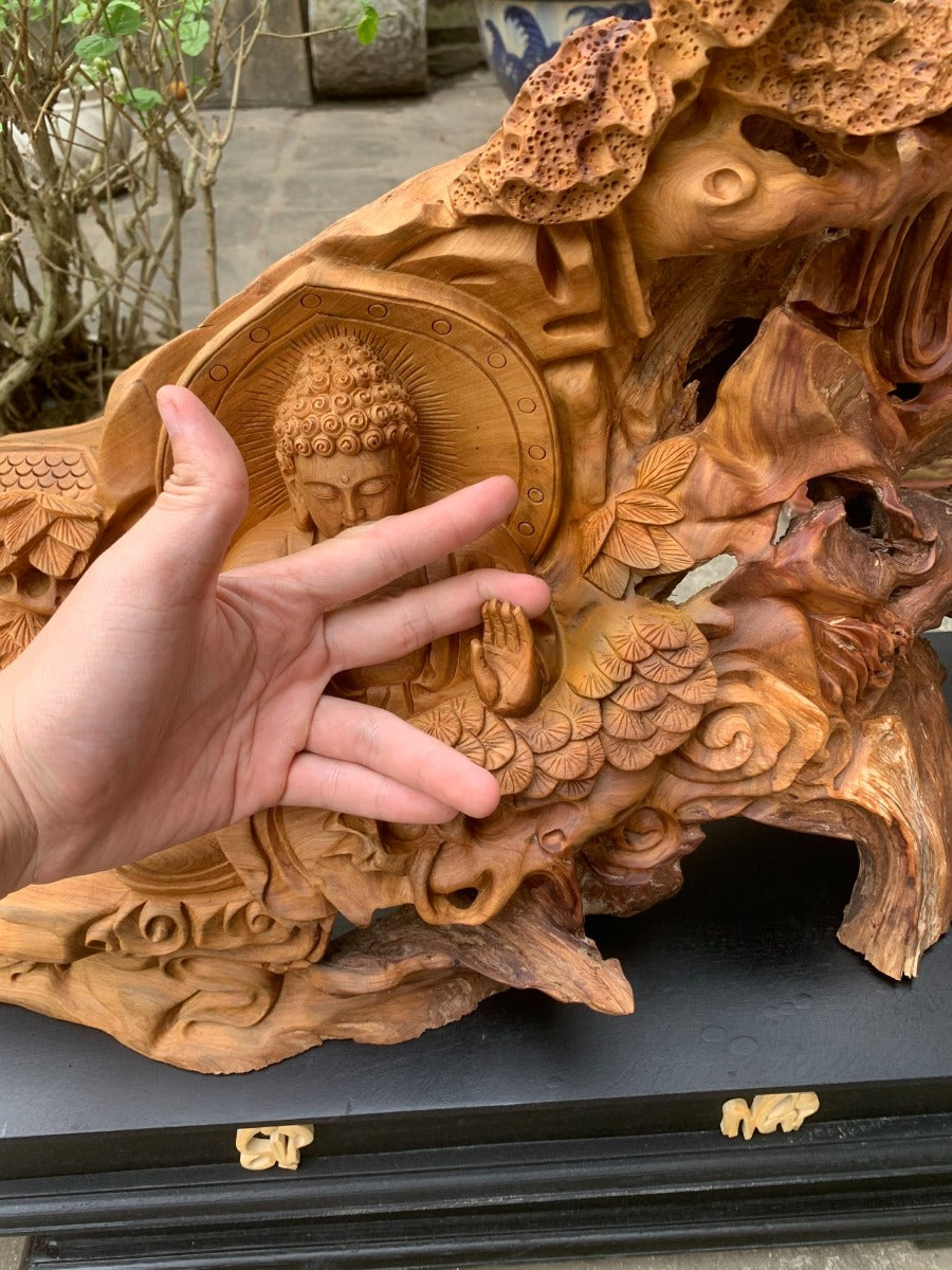 Nhất Tâm Bái Phật - Gỗ Bách xanh mộc châu đen