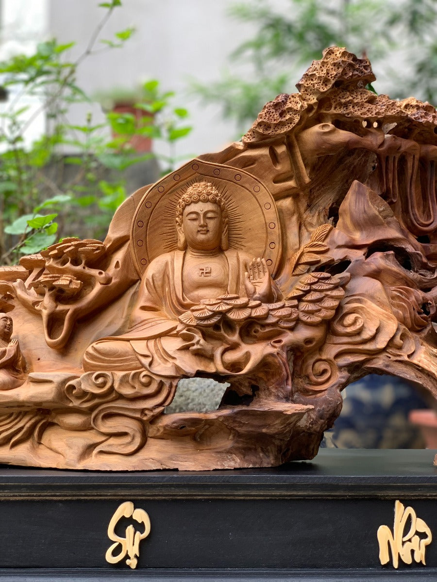 Nhất Tâm Bái Phật - Gỗ Bách xanh mộc châu đen