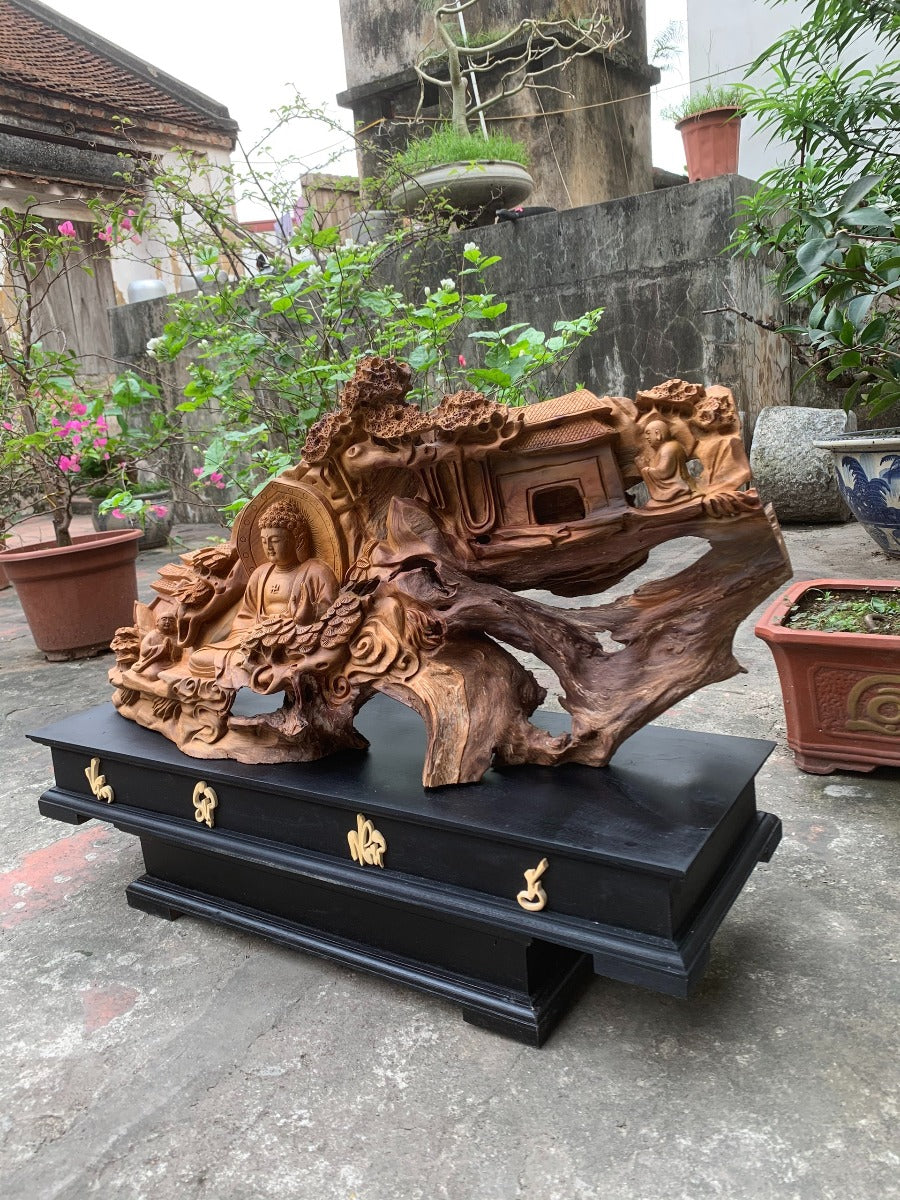 Nhất Tâm Bái Phật - Gỗ Bách xanh mộc châu đen