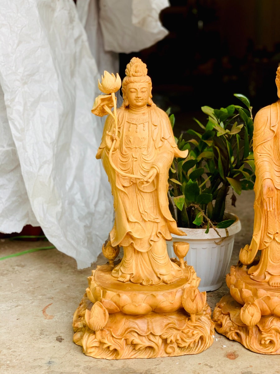 Tượng Tây Phương Tam Thánh Đứng Đế  Đài Sen Có Mây