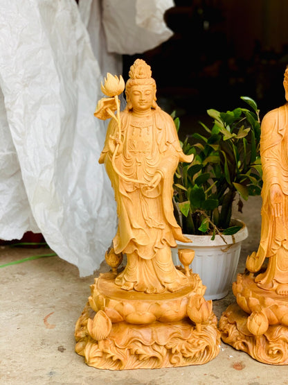 Tượng Tây Phương Tam Thánh Đứng Đế  Đài Sen Có Mây