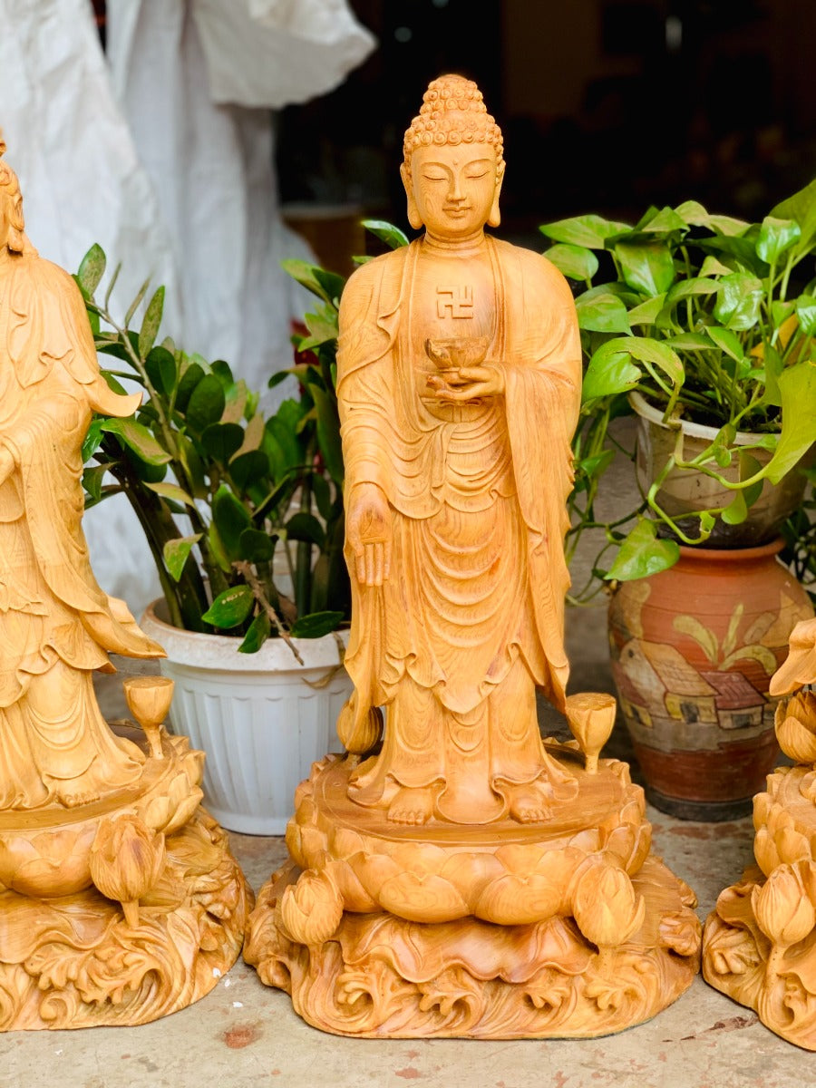 Tượng Tây Phương Tam Thánh Đứng Đế  Đài Sen Có Mây