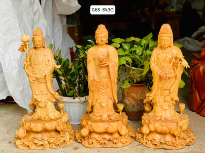 Tượng Tây Phương Tam Thánh Đứng Đế  Đài Sen Có Mây