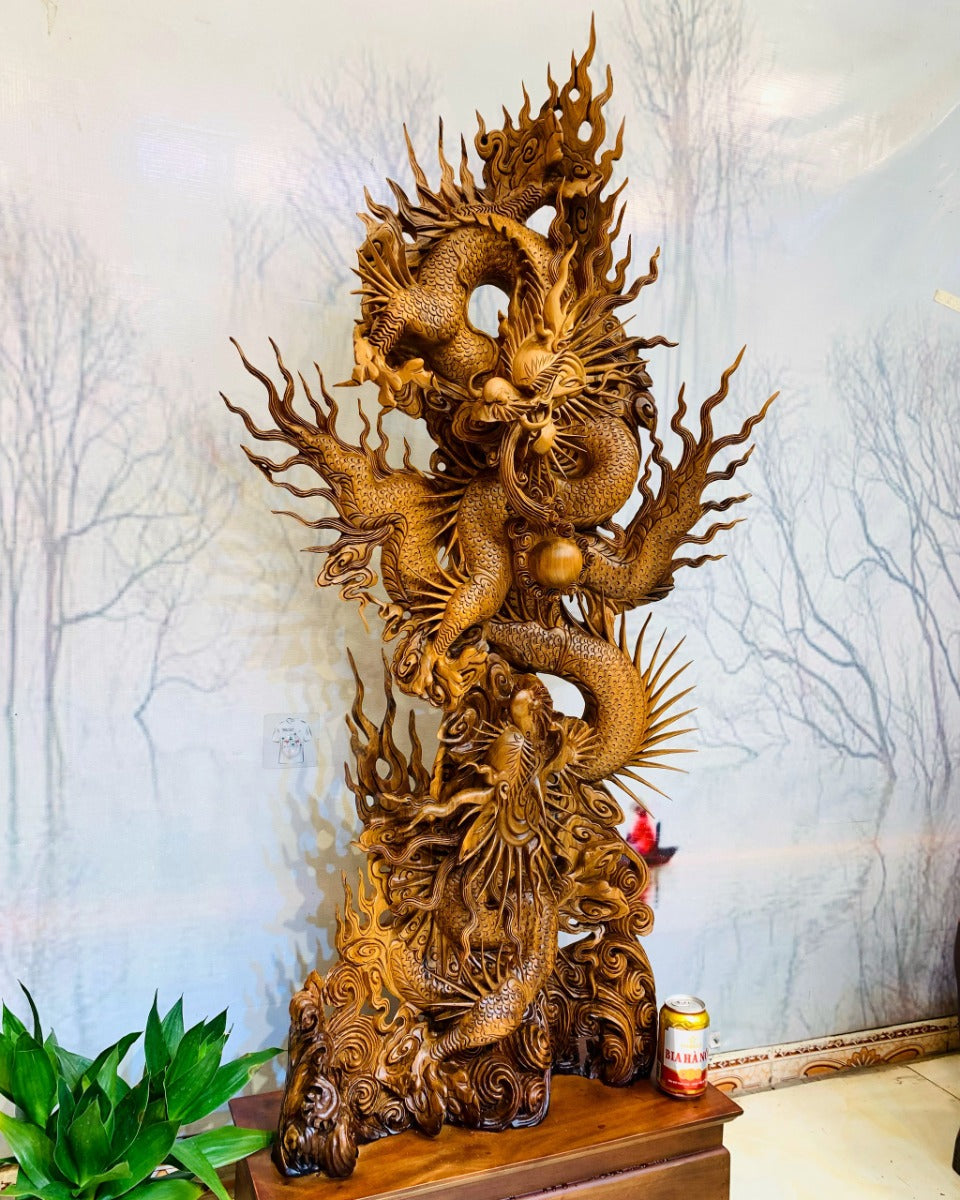 Tượng Song Long Chầu Nguyệt Phong Thủy