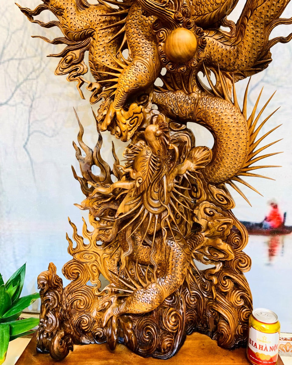 Tượng Song Long Chầu Nguyệt Phong Thủy