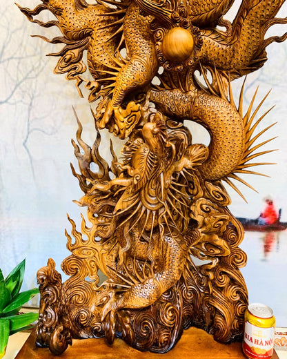 Tượng Song Long Chầu Nguyệt Phong Thủy