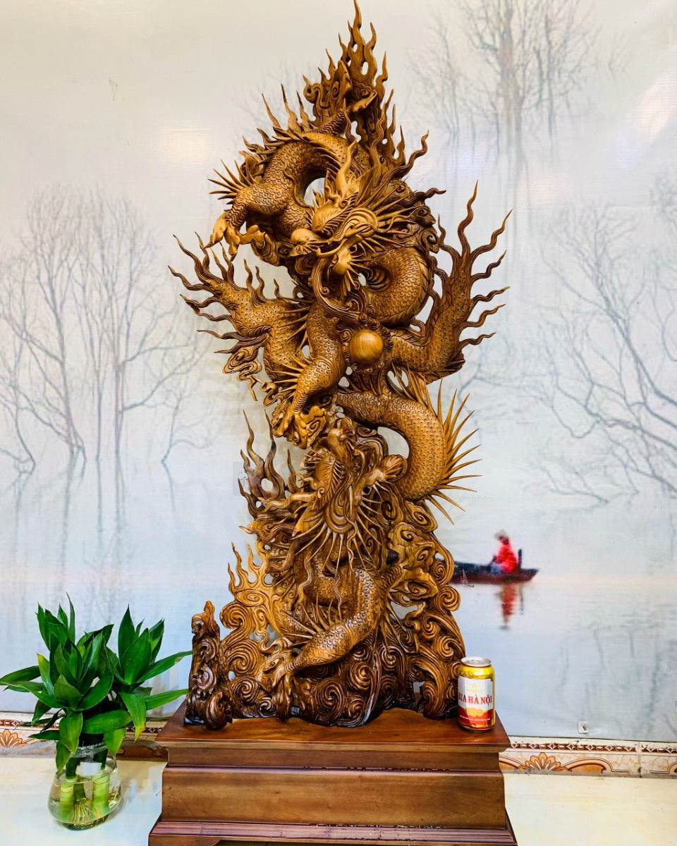 Tượng Song Long Chầu Nguyệt Phong Thủy
