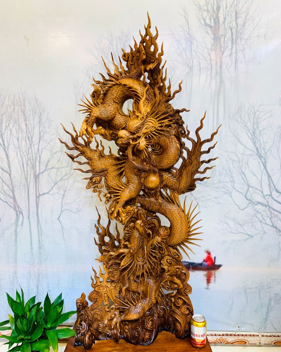 Tượng Song Long Chầu Nguyệt Phong Thủy