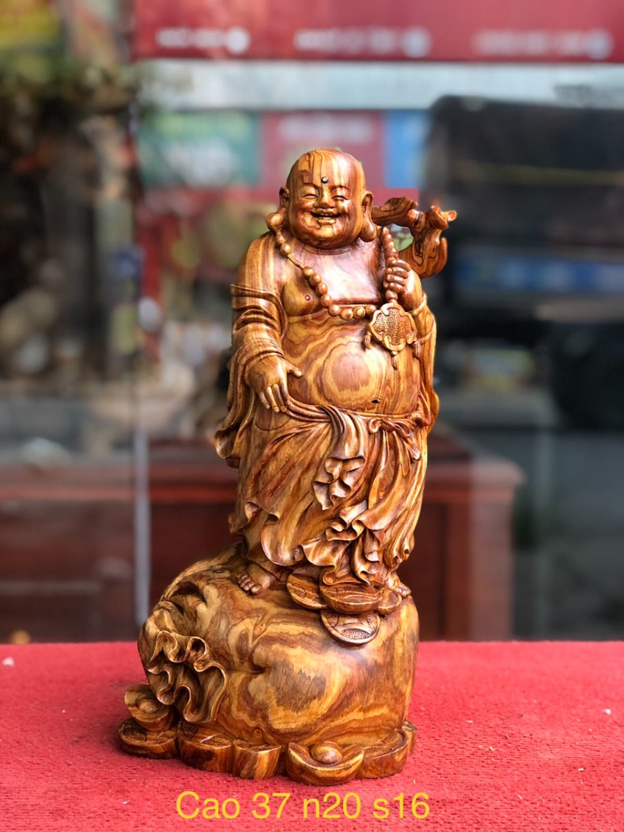 Siêu tác phẩm Tượng Gỗ Di lặc Gỗ sưa đỏ liền khối