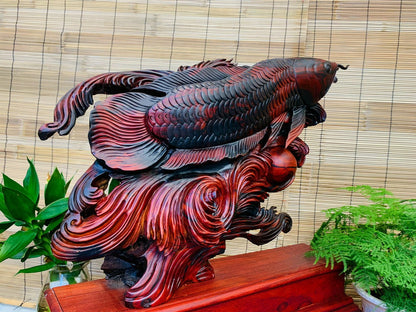 Tượng Cá Rồng Kim Long  Tài Lộc Phong Thủy - Gỗ Trắc