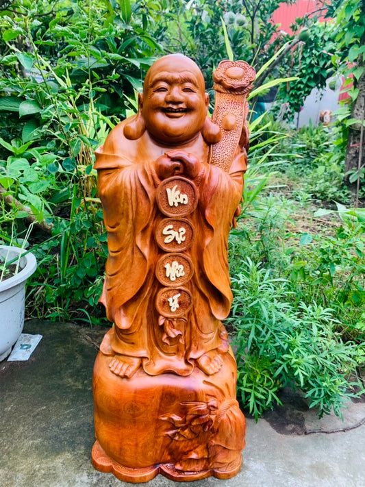Tượng Gỗ Di Lặc Chúc Phúc  Vạn Sự Như Ý Cao 70