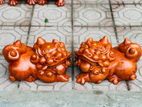 Cặp Tượng Linh Vật Con Nghê Béo Gỗ Hương